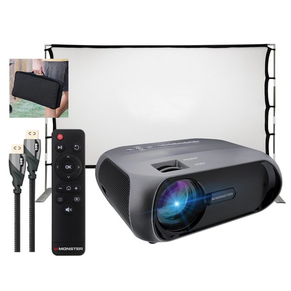 Monster Wireless 1080p FHD TFT LCD Image Stream Projector 6-Piece Kit with Remote Control MHV1-1052-GUN